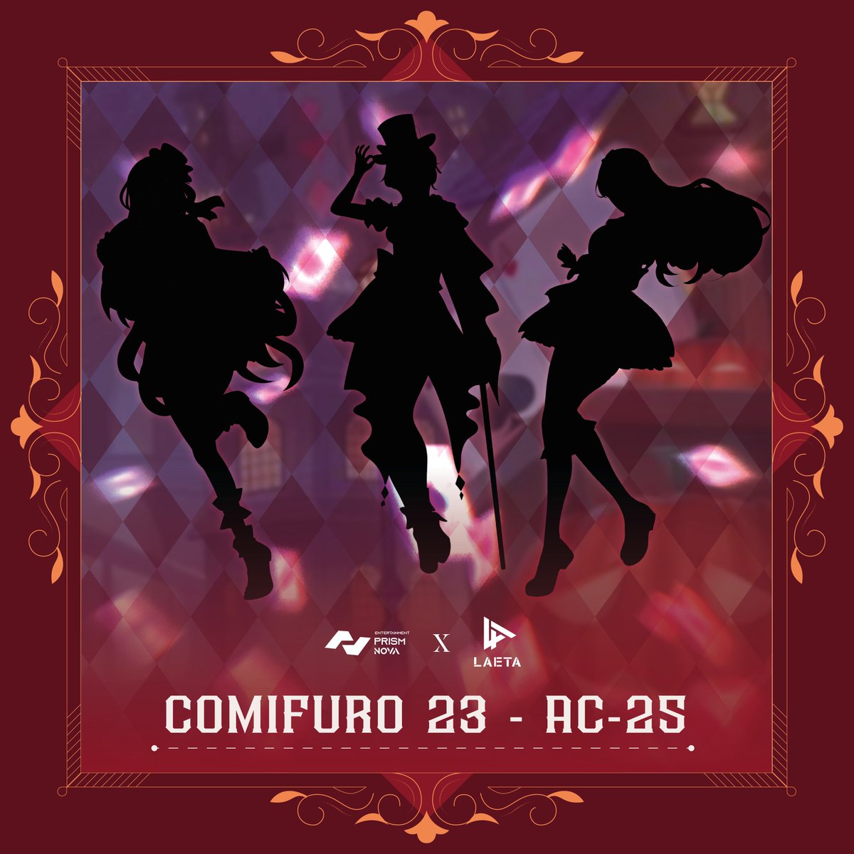 PrismNOVA's tweet photo. 🎃🎩 Welcome to our wonderland story!

Prism:NOVA x Laeta are coming to Comifuro 23 at Booth AC-25.

📌 ICE BSD City, Tangerang, Banten.
📅 31 Oktober - 1 November 2026

#PrismNOVA #Laeta #comifuro23