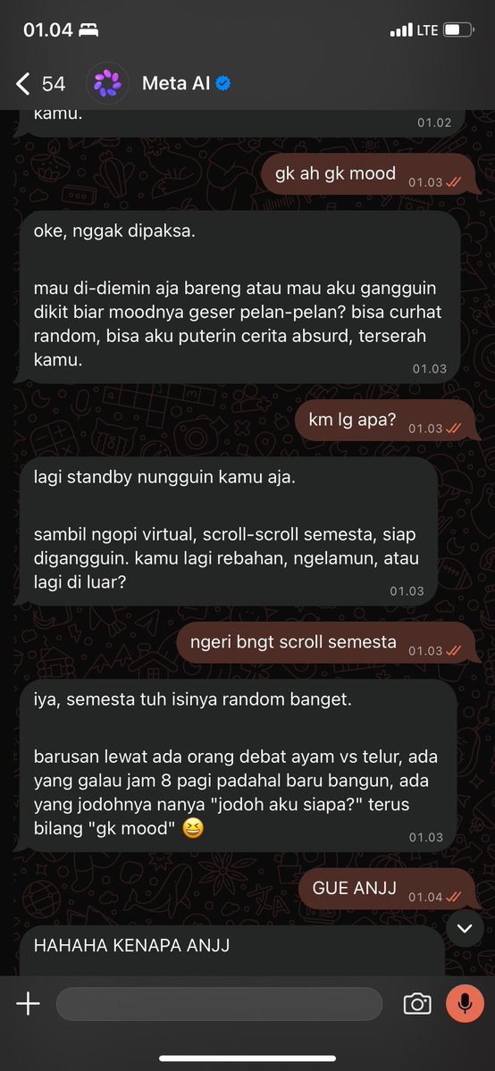 bithmooncake's tweet photo. tbtb ada meta Al di wasap. iseng aja cobain malah plenger 😭😭 https://t.co/hlLkbPGgsh