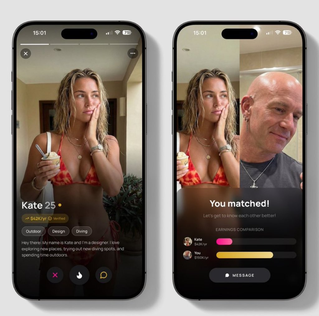 jacobrodri_'s tweet photo. no one has built tinder based on income yet?

this could be huge https://t.co/MJSpIqavKh