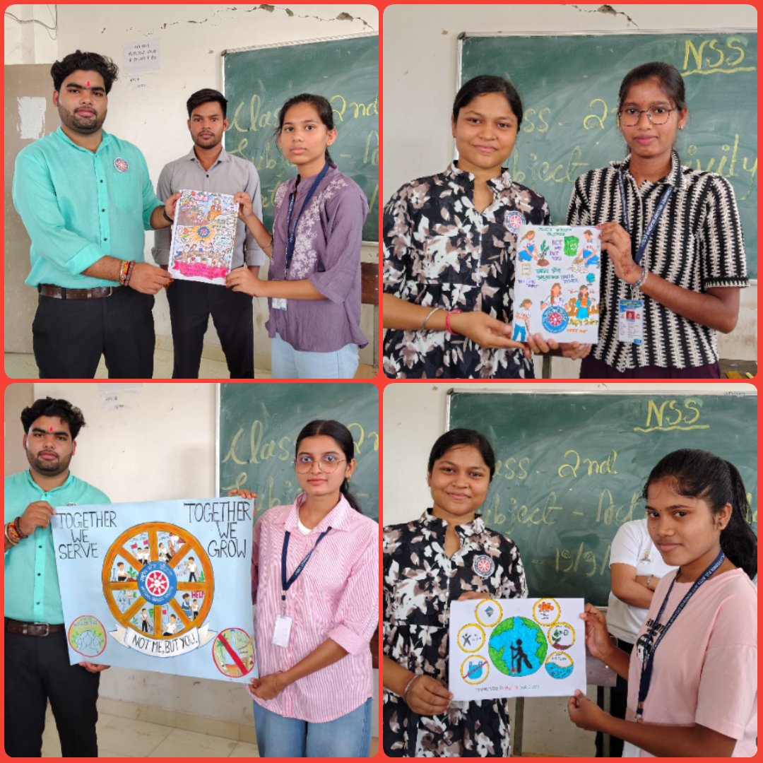 AmbujDwivediNSS's tweet photo. 19सितंबर2026 @JPverma_collage में नियमित गतिविधि के अंतर्गत नवप्रवेशित स्वयंसेवकों को राष्ट्रीय सेवा योजना एवं महाविद्यालय संबंधित मूलभूत जानकारी से अवगत कराया गया जिसमें स्वयंसेवकों ने पोस्टर के माध्यम से अपनी रचनात्मकता को प्रदर्शित किया @_NSSIndia @nss_cg_official @nssabvuCG https://t.co/I11ciZbVft