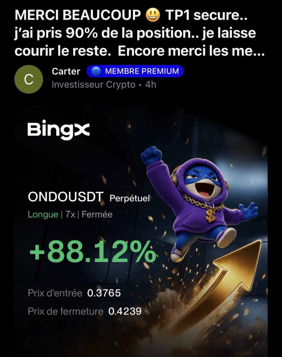 AltcoinsFrance's tweet photo. On encaisse sur $BTC, les altcoins prennent le relais. 

Pour vous expliquer les setups sur Élite Investor : on était en short sur $BTC, sécurisé depuis un moment, donc on est sortis en profits.

On en a profité pour se positionner sur certains altcoins suite à pas mal de confluences avec des setups en intra.

On est dans le train, en spot comme sur les dérivés 

Ceux qui veulent nous rejoindre, le lien est en bio.