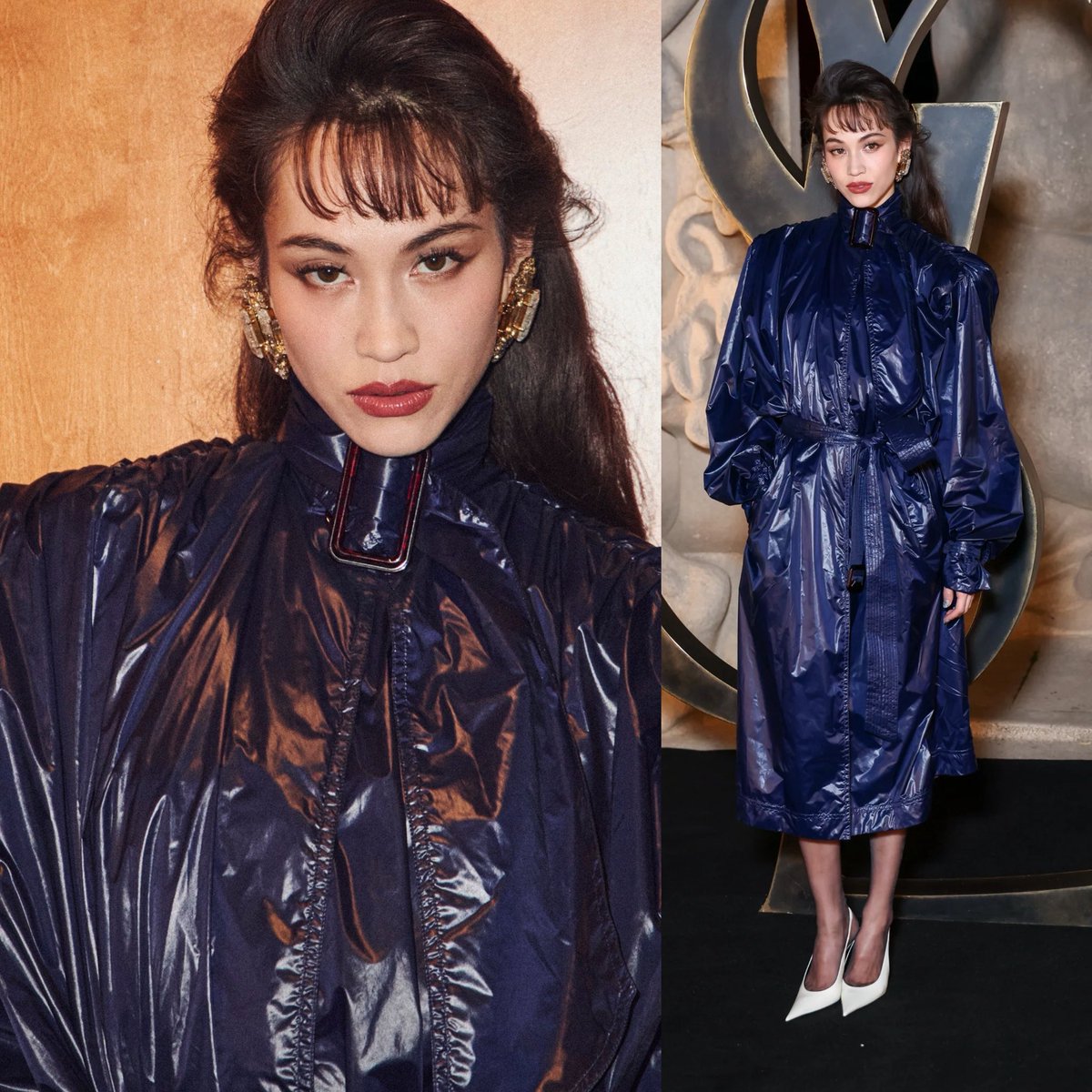 HOMMEALONE's tweet photo. kiko mizuhara easily became the best dressed Saint Laurent guest after fall 2025, she sold the aesthetic head to toe! 

anthony better send her the full collection for these final shows, I knows she’s gonna look fabulous for the funeral https://t.co/AxbITt13qM