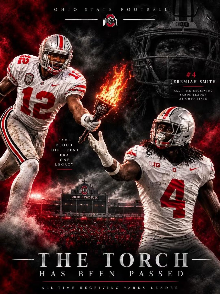 Buckeyefanohio7's tweet photo. Congratulations #JeremiahSmith for passing #MichaelJenkins and becoming the #Buckeyes all time leader receiving yards leader… A record held for over 20 years by the legendary Michael Jenkins… 📈🗣️
Next up… Touchdowns and receptions 🌰 https://t.co/m7YSxHtpNa