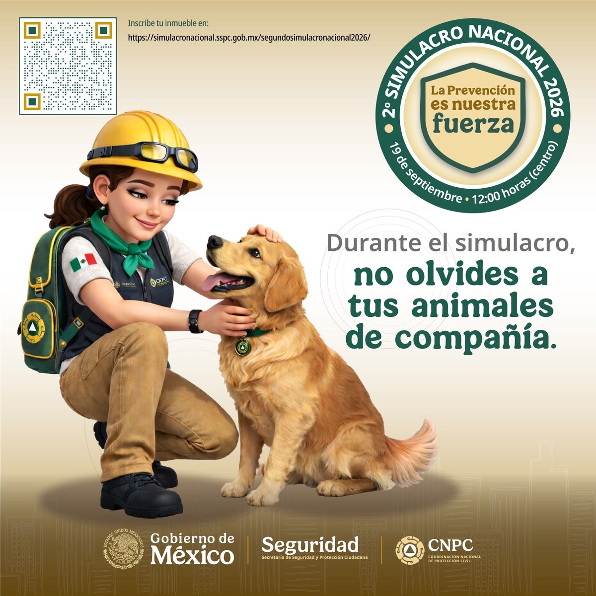 CNPC_MX's tweet photo. 📢 ¡Queda menos de 1 hora para que inicie el #SegundoSimulacroNacional2026! 📢

🔊Sonará la #AlertaSísmica
📱Recibirás un mensaje en tu teléfono 
👨‍👩‍👧‍👦Pon en práctica tu #PlanFamiliar de #ProtecciónCivil
🦺Sigue las indicaciones de los brigadistas https://t.co/cpHmT5lQhr
