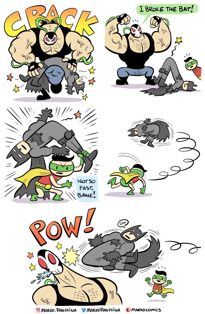 MarkoRaassina's tweet photo. Batman and Robin vs Bane https://t.co/HiBt3Rf8ex