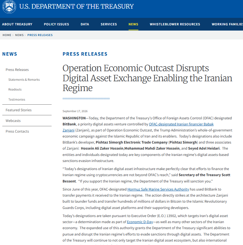Jarvis945's tweet photo. US Treasury has sanctioned BitBank & people linked to Iran, accusing them of helping Iran evade sanctions through #cryptocurrency
US says #BitBank was used to transfer payments to the Iranian regime & move hundreds of millions of dollars in Bitcoin.
#USA #BitBank #Iran https://t.co/TI82ZnkWzI