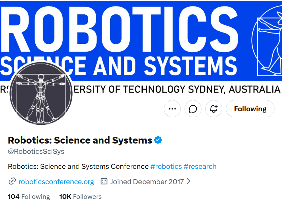 YuXiang_IRVL's tweet photo. Nice milestone for @RoboticsSciSys: 10K followers!

Glad to have served as Publicity Chair for RSS 2026 and helped share the exciting work from our community. Now it’s time to hand the account over to the next Publicity Chair. Looking forward to seeing RSS continue to grow! https://t.co/CdxzlFfD9I