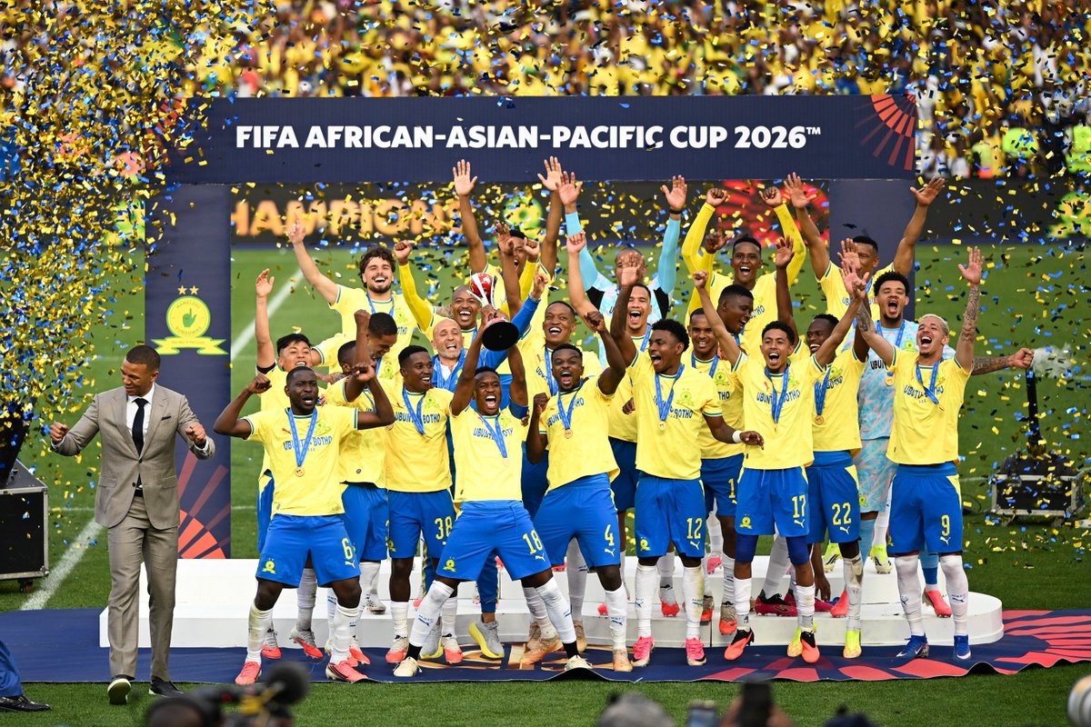OptaJabu's tweet photo. 1 - Sundowns are the third African team to win the FIFA African-Asian-Pacific Cup (after Al Ahly in 2024 and Pyramids in 2025), but the first-ever South African team to do so. Trailblazers. https://t.co/elyHOYDNb5