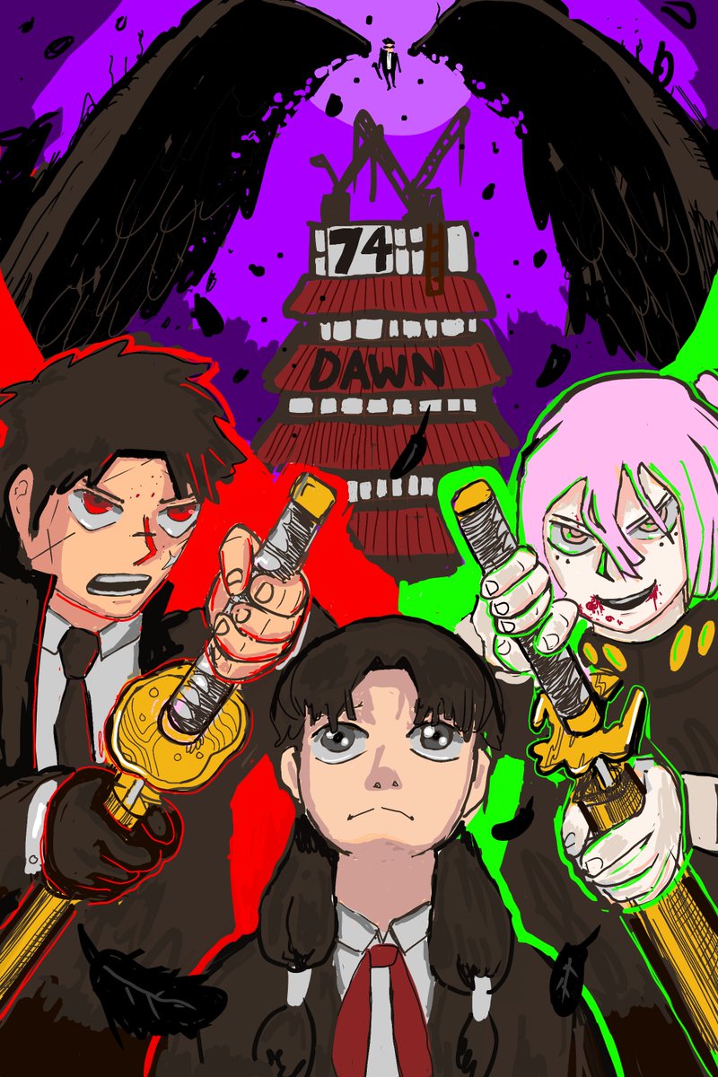 shadeclam's tweet photo. Both of my submissions for the #Kagurabachi3rdYearProject

It was scary getting chapter 74 icl https://t.co/pXooquTfYT