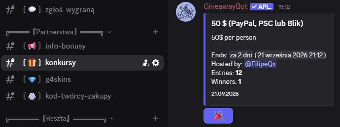 FilipAdamus03's tweet photo. 🎉 $50 GIVEAWAY!

Win $50 💸
PayPal / PSC / BLIK
👉 To enter, join my Discord and head over to the #konkurs channel:

🔗 https://t.co/od7RYXcP9x

Good luck everyone! 🍀🔥 https://t.co/6U6IxsVIIe