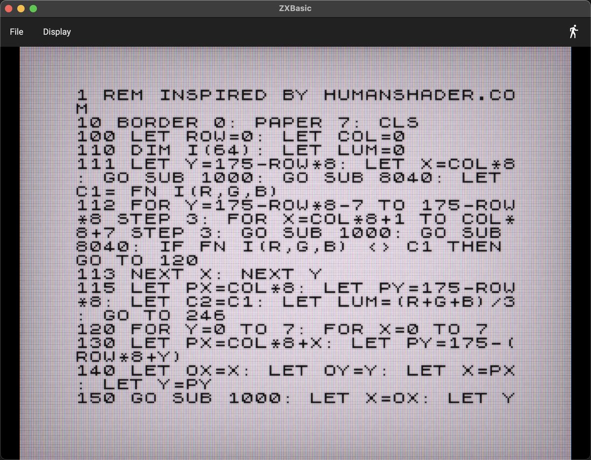 deanthecoder's tweet photo. ZXBasic is a free interpreter that recreates the look and feel of programming a #ZXSpectrum. Modern editing, a few extra commands ('RENUM'), and an option CRT effect. Fun! #indiedev #retro
https://t.co/3kkJlxcoqL https://t.co/F4cXbuhmDZ