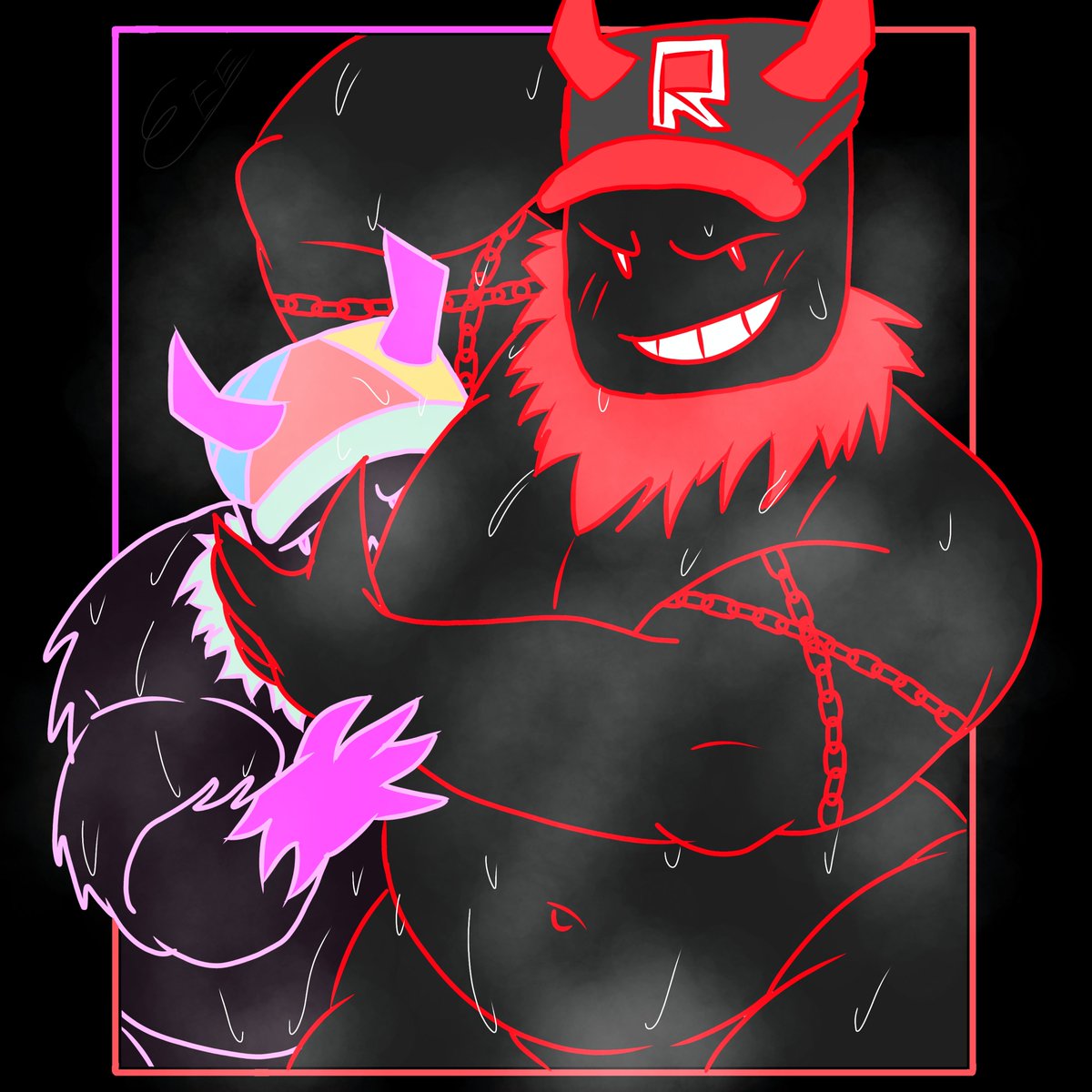 CreepDarko's tweet photo. Hice esto calcandolo de otro dibujo para practicar con los pinceles, haré un hilo con el dibujo original https://t.co/S3XcwgiWMT