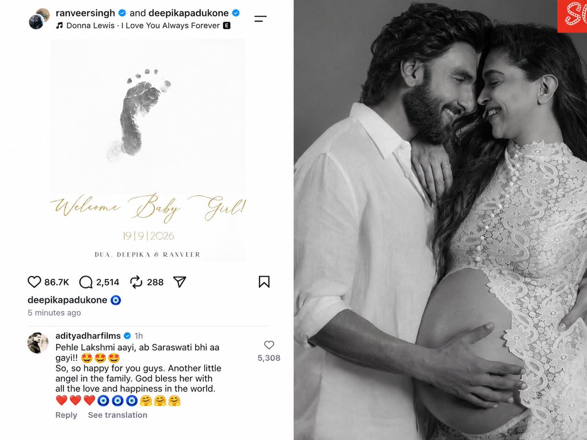Neeteshx5's tweet photo. What a sweet comment by Aditya Dhar on Ranveer’s baby post. 🥹 

AWWW ❤️ https://t.co/5UX3Kauwj6