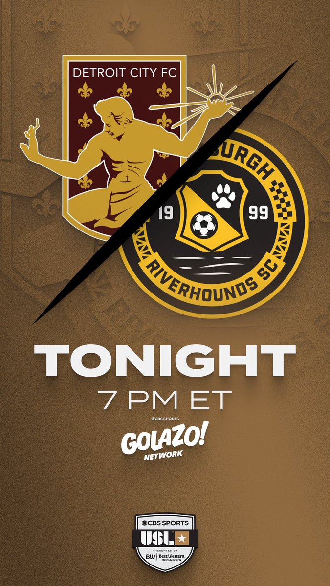 mlsbrazill's tweet photo. Uma batalha de alto risco na Conferência Leste toma o centro do palco no @CBSSportsGolazo 👀

@DetroitCityFC 🆚 @RiverhoundsSC - 7 PM ET

➡️ https://t.co/fsE2rq4Ahr | #USLonCBS | @bestwestern
@USLChampionship https://t.co/9gUdDaC9oj