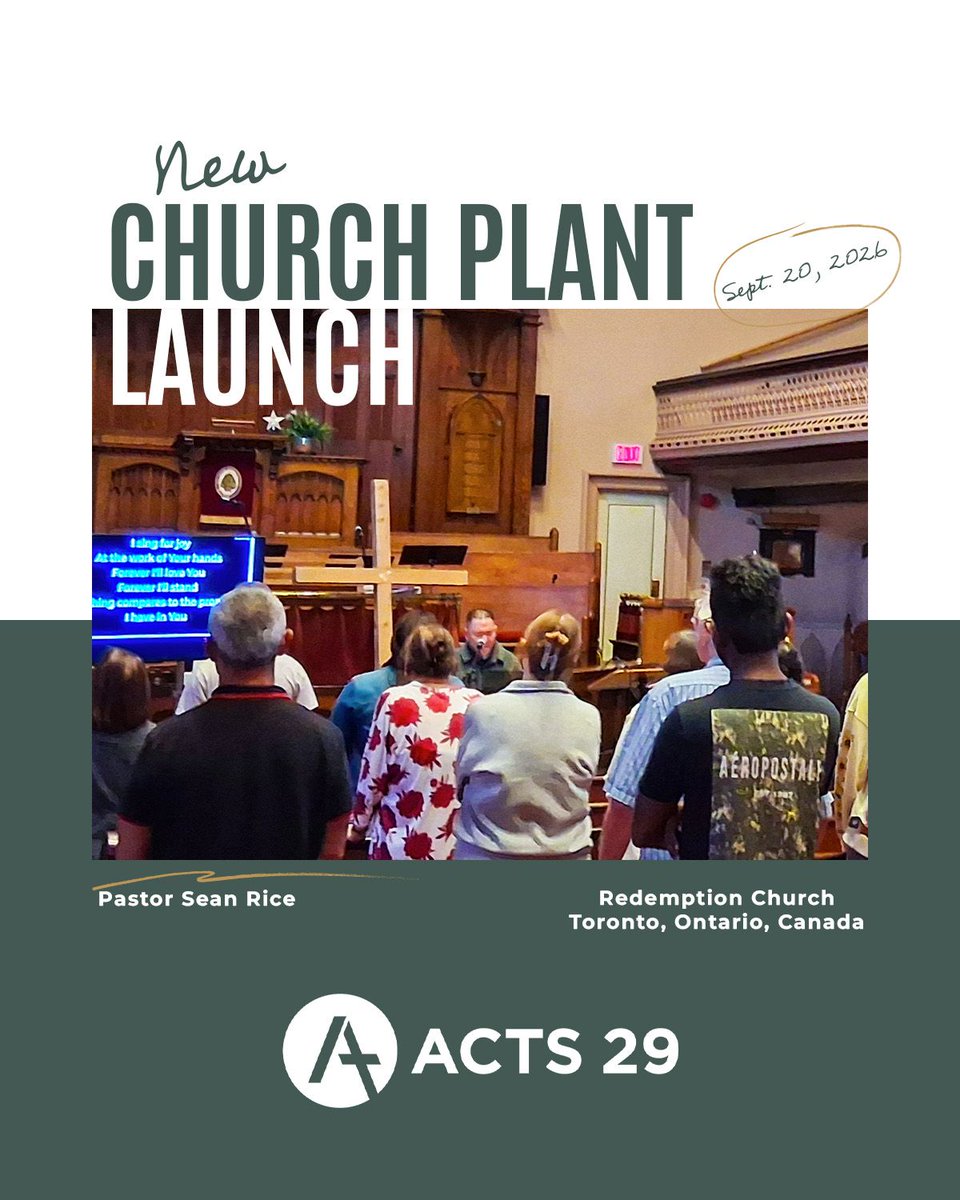 Acts29's tweet photo. New Church Plant! Redemption Church in Toronto, Ontario is launching tomorrow, September 20. Join us in praying for them and celebrating their launch.
#churchplanting #acts29 #networkonmission #nextinitiative https://t.co/kOlnon4YbG