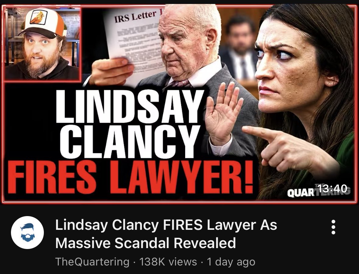 FaranBalanced's tweet photo. So @TheQuartering is back to his clickbait titles... except Lindsay Clancy did NOT fire her attorney... she added one to her legal team.

The guy can't even get basic news right... https://t.co/g7axtPifGl