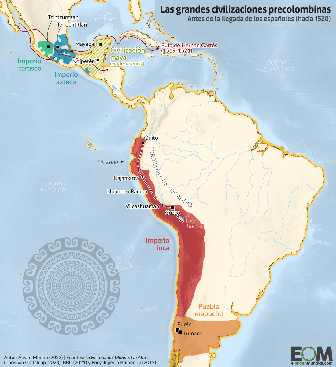 elOrdenMundial's tweet photo. Antes de 1492, América ya era un continente densamente habitado y diverso.

Mayas, mexicas, incas, mapuches y decenas de pueblos ocupaban territorios muy distintos.

Así se veía el mapa precolombino 🗺️👇
https://t.co/mnqCHZP8RU https://t.co/OqeD1WdROH