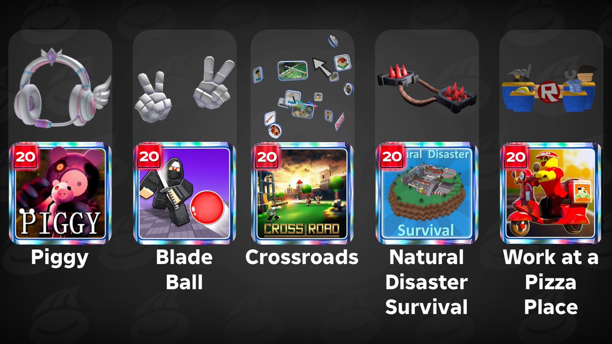 LeaksEvents's tweet photo. 🔍 THE HUNT: ROBLOX 20
Aqui estão os jogos e seus respectivos itens secretos que devemos encontrar hoje. 

Qual você está mais ansioso para ver? 👀 https://t.co/M82Q95dReS