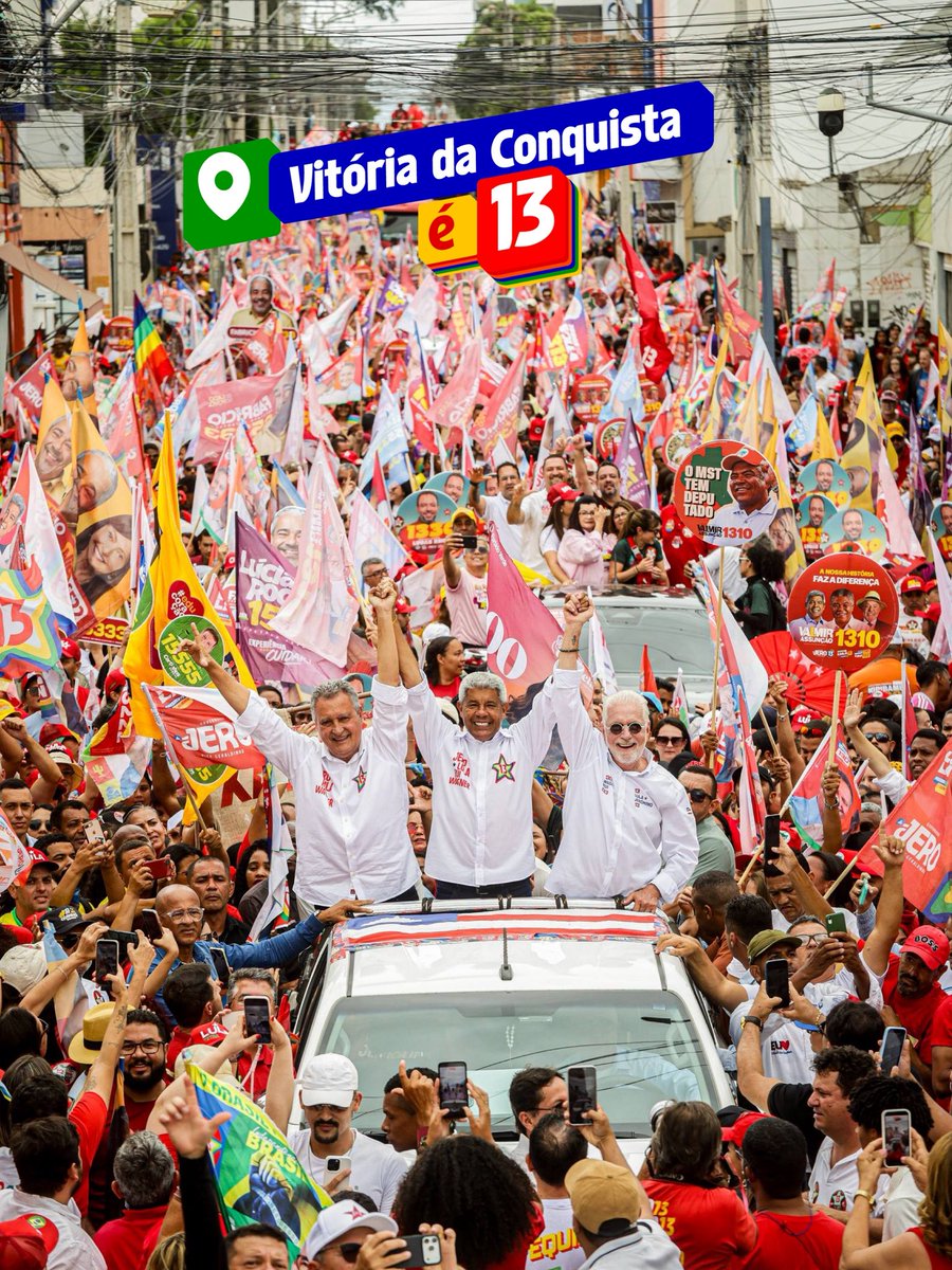 Jeronimoba13's tweet photo. Obrigado, meu Deus! 🙌🏾
Vitória da Conquista mostrou a força do 13 nas ruas. O povo já escolheu, dia 4 de outubro é 13 na Bahia e no Brasil! ⭐️
#timedelula #jero13 #wagner130 #rui133 #mudamaisbahia
___________
Propaganda eleitoral - Coligação Mais Bahia, Mais Brasil - Federação Brasil da Esperança – FE Brasil (PT / PCdoB / PV), PDT, MDB, PSB, PSD e AVANTE - CNPJ 68.345.373/0001-38