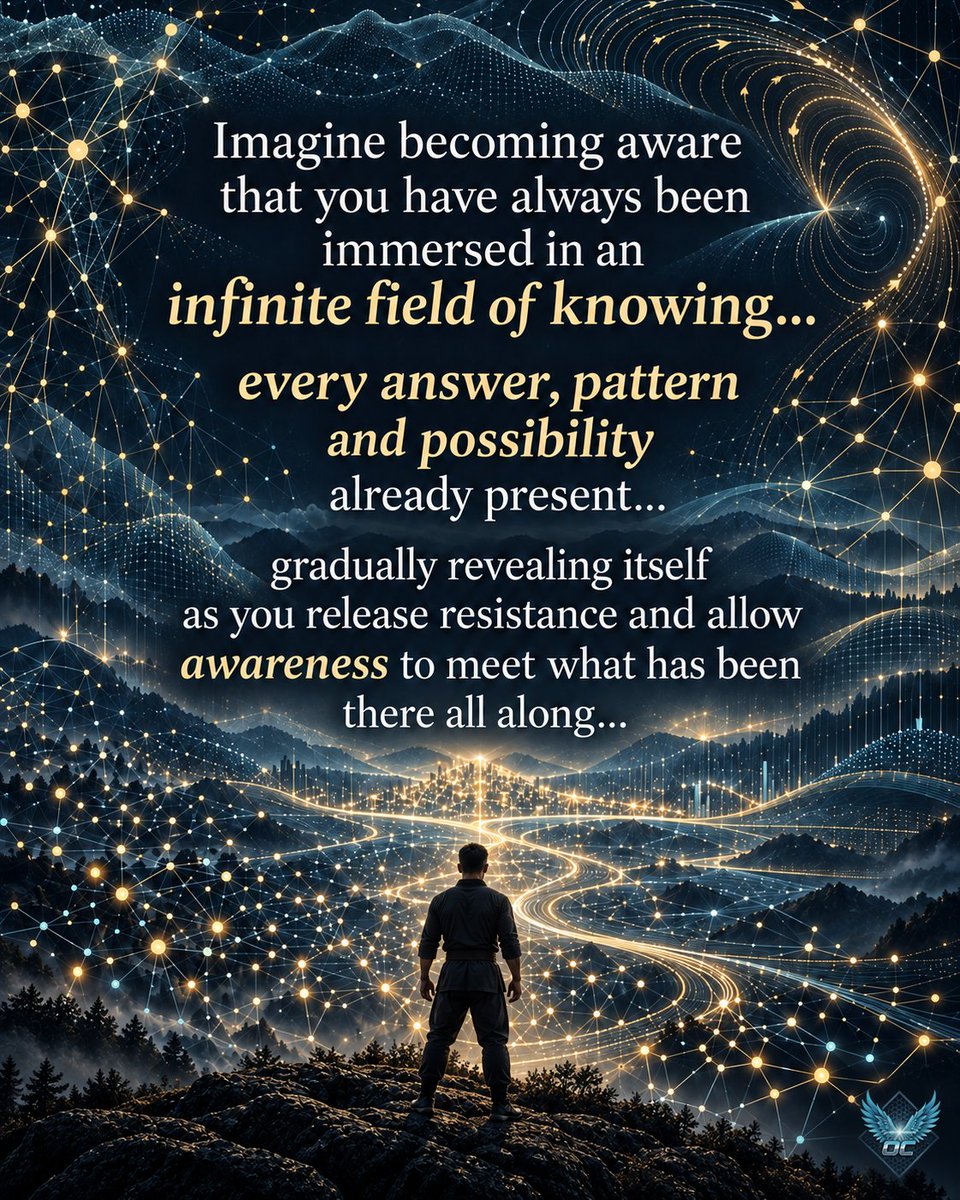 holonabove's tweet photo. Imagine becoming aware that you have always been immersed in an infinite field of knowing... 

Every answer, pattern and possibility already present... gradually revealing itself as you release resistance and allow awareness to meet what has been there all along... https://t.co/WXSXDIjrcw
