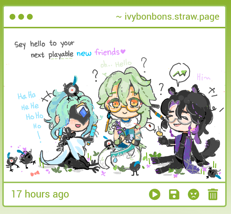 ivybonbons's tweet photo. MY HAND FLEW TO MY FACE HELLOOOO???? oh my goodness!! this is beautiful and so, so cute!! SNAKEZHU!!! angry changsheng !! all the little conveyed movements and details! thank you SO much for spending so much time on my strawpage!! 🥹🥹🙏

— https://t.co/tj2L3AJSmA 💚 https://t.co/2RoSbpT3y0