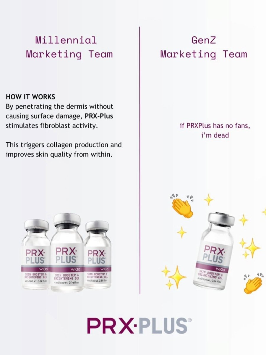EvetteRuda's tweet photo. The one thing Millennials and Gen Z can agree on: treatments that deliver maximum results without looking overdone. PRX Plus gives you an instant glow while your collagen grows. https://t.co/3pJD9z8hwS