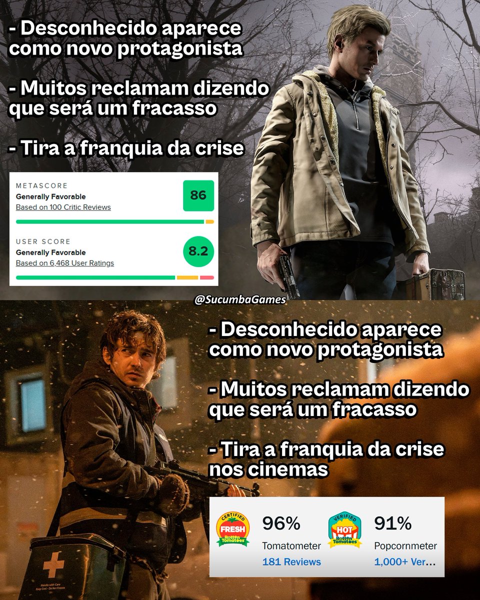 SucumbaGames's tweet photo. Obrigado Ethan Winters e Bryan Hodukavich por protagonizarem um tipo de renascimento da franquia Resident Evil. https://t.co/Fof1ncYEzJ