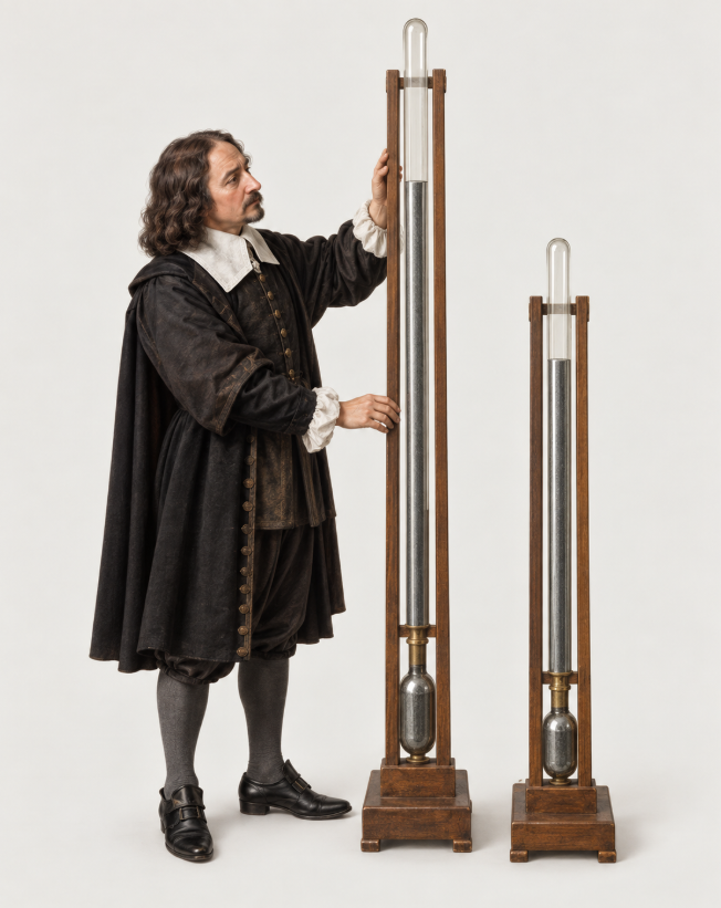 Math_files's tweet photo. In 1648, Blaise Pascal proposed an experiment to test whether atmospheric pressure decreases with altitude. His brother-in-law, Florin Périer, carried a mercury barometer up the Puy-de-Dôme in France while another barometer was monitored at the base. 

The mercury column fell significantly at higher elevation, providing strong experimental evidence that atmospheric pressure decreases with altitude and that the pressure is related to the weight of the atmosphere.

The experiment was an important confirmation of the Torricellian explanation of the barometer and helped undermine the traditional Aristotelian account of the vacuum, often expressed as horror vacui, or “nature abhors a vacuum.”