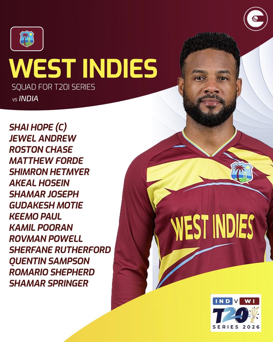 circleofcricket's tweet photo. West Indies have announced their squads for the upcoming white-ball tour of India.

#INDvWI #WestIndies https://t.co/UKAAE75ITo