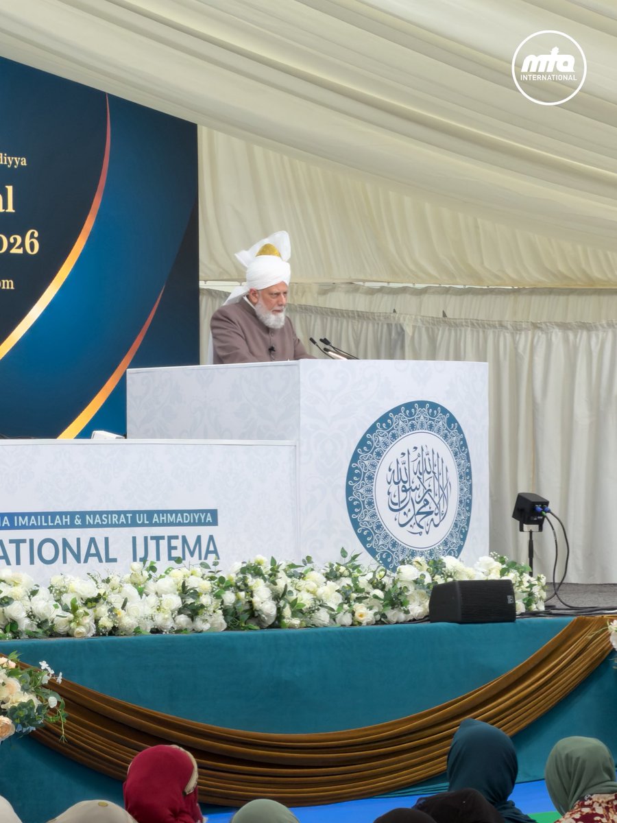 muslimtv's tweet photo. A message of faith, responsibility and spiritual transformation.

Beloved Huzoor (aba), addressed members of Lajna Ima’illah at the UK National Ijtema, offering profound guidance for Ahmadi Muslim women and girls on strengthening their relationship with Allah, fulfilling their responsibilities and becoming a source of goodness for future generations.

May Allah enable us to act upon the guidance of our beloved Huzoor (aba). Ameen.

#LajnaIjtema #Khilafat #MTAi