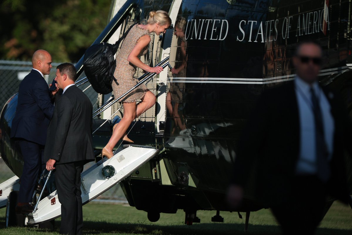 atrupar's tweet photo. Look who's traveling with Trump this weekend! #TravelWithNatalie

(Chip Somodevilla/Getty) https://t.co/3dJBzzTAJm