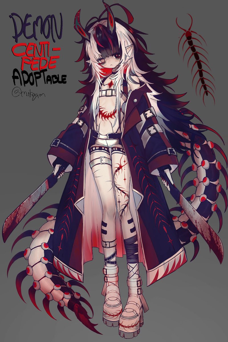 mikqam_'s tweet photo. Demon Centipede Adoptable !

SP1: 270$ w/ all rights
SP2: 320$ w/ all rights + a headshot
SP3: 400$ w/ all rights + a headshot + a chibi doodle page
(SP3 has optional recoloring!)

#adoptable 🔃 appreciated! https://t.co/DXw3wwko5F