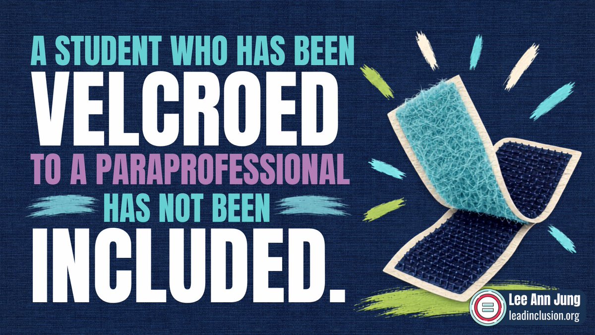 leeannjung's tweet photo. 👥 A #student who is velcroed to a paraprofessional all day has not been included. Exclusion can happen even when sharing the same room. LRE is a low bar. #LeadInclusion #UDL #InclusiveEd #EdLeaders #TeacherTwitter https://t.co/1rGX25wVQw