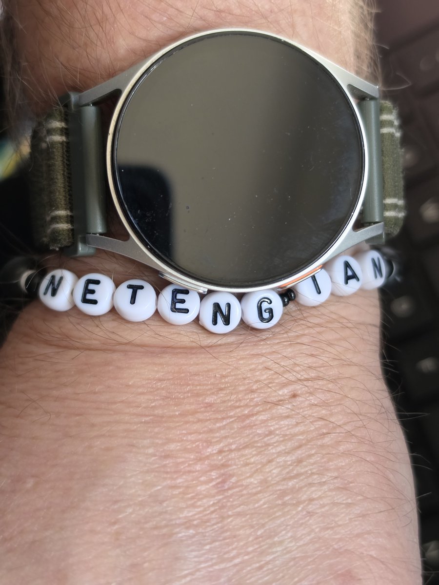 NetEng_Ian's tweet photo. Missing my DefCon friends, so I'm wearing my @TracketPacer-made bracelet today. https://t.co/itXrqqeGcQ
