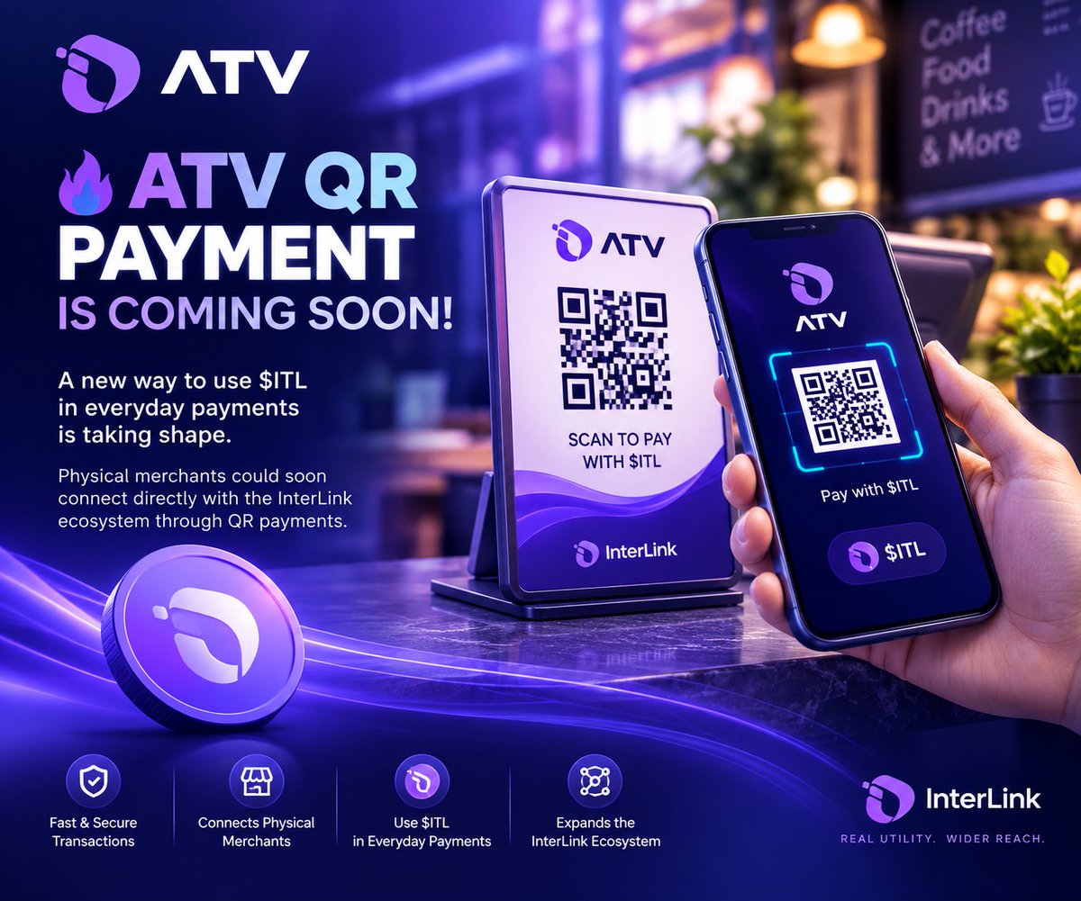 amdadullahg55e's tweet photo. @🔥 ATV QR Payment is coming soon!

A new way to use $ITL in everyday payments is taking shape. Physical merchants could soon connect directly with the InterLink ecosystem through QR payments.

#InterLink #ITL #ATV https://t.co/5MpO2bQtpn