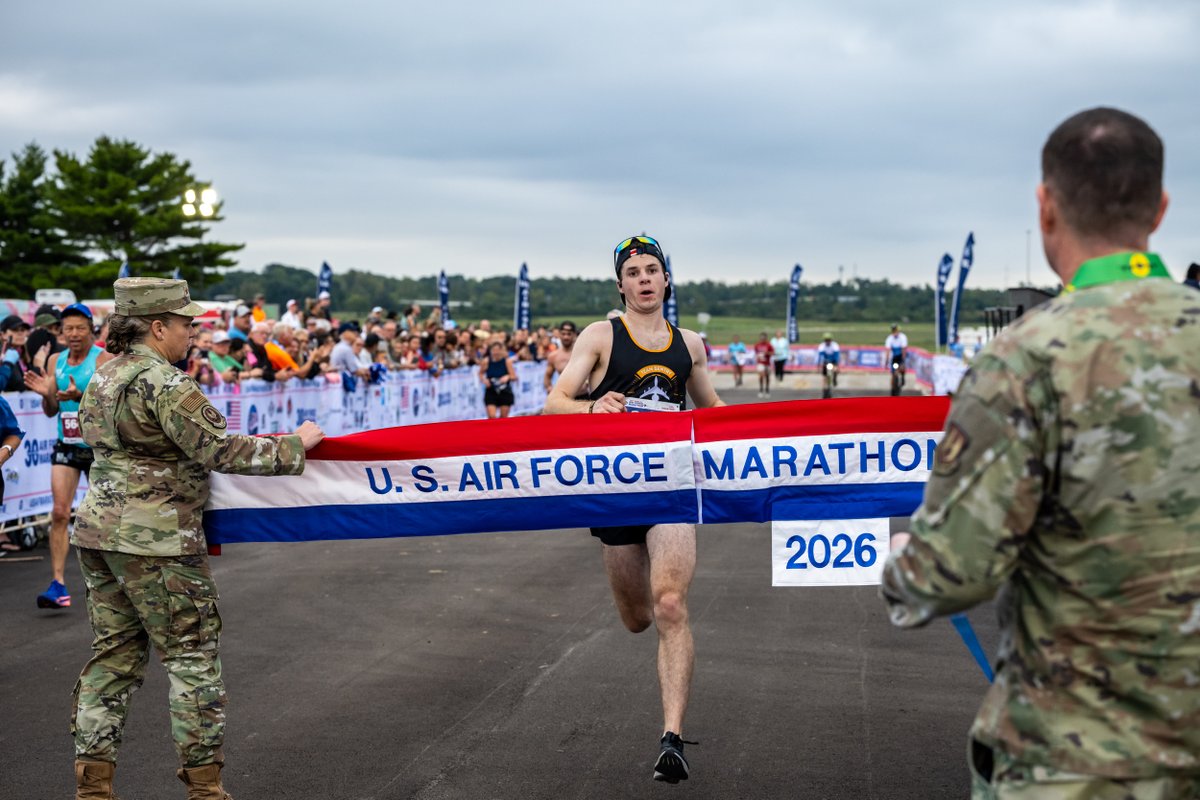 WrightPattAFB's tweet photo. Congratulations to the 2026 Air Force Marathon champions! 🏆✈️

🏅 Men’s Full Marathon
1st place: Nick McKenzie — 2:34:31

🏅 Women’s Full Marathon
1st place: Kayla Rice — 2:56:39

🔗 See the full podium results: https://t.co/oCARlplt3C https://t.co/a7c9ifmd70