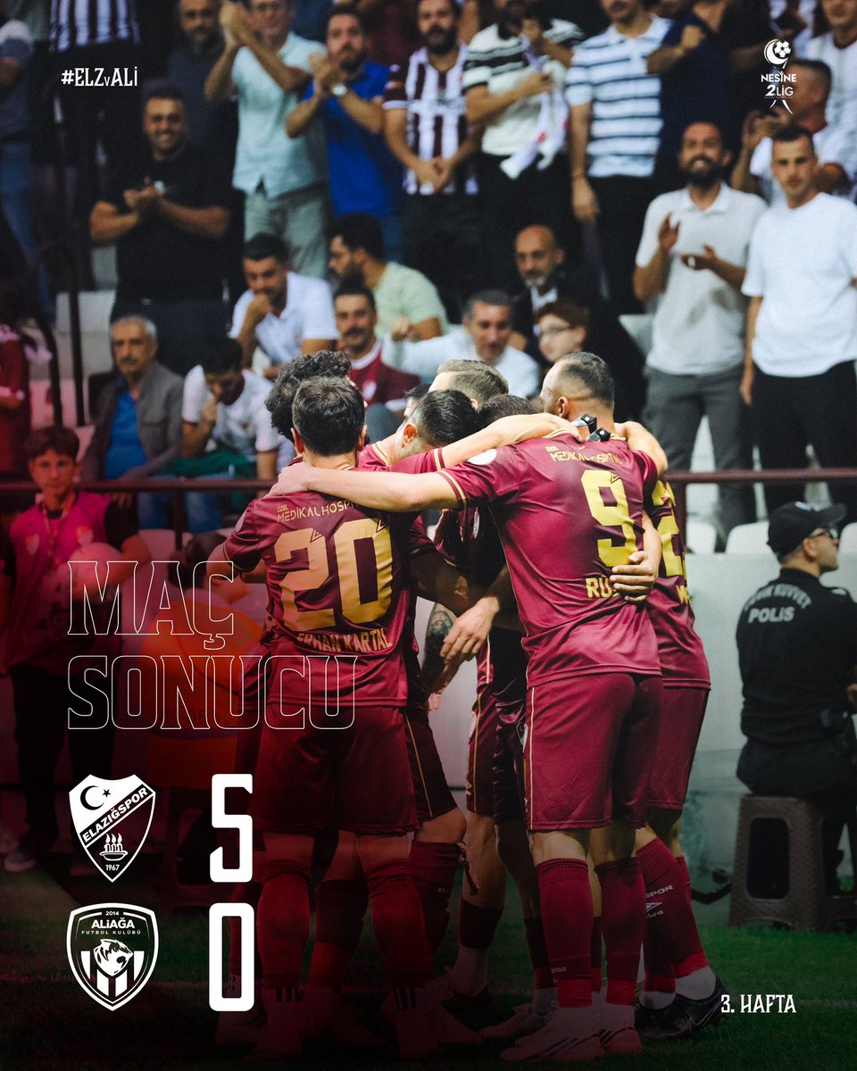 elazigspororgtr's tweet photo. BURASI ELAZIĞ! 👊🏻

Maç Sonucu | Seza Çimento Elazığspor’umuz 5-0 Aliağa FK https://t.co/HjMrNlDG5w