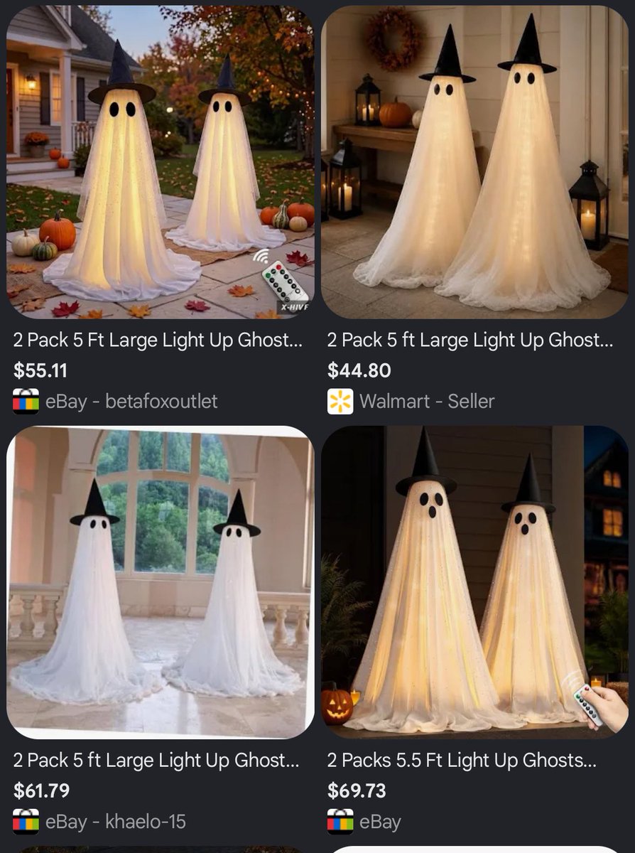 glitchtoriches's tweet photo. WALMART WANTS $45… THESE ARE ONLY $25.79!

CheerBloom 5 Ft Light Up Ghosts 2 Pack for only $25.79

https://t.co/plnr9MS7RZ

Similar 2 packs are going for 
Walmart seller $44.80
eBay $55.11 to $69.73

That’s TWO 5 foot light up ghosts for about $12.90 each #ad https://t.co/CJs0nAWUtT