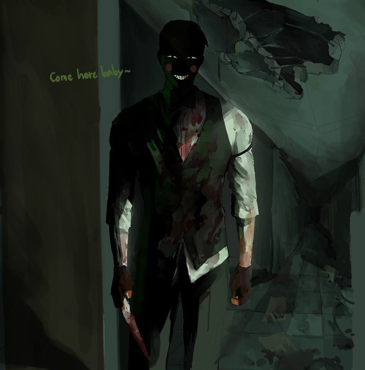 Foxq_X00's tweet photo. Outlast 1 DLC AU 🩸🔪

@dayjavu00 — Reigen
Me — Ekubo&amp;Background https://t.co/chYnMWcn2n