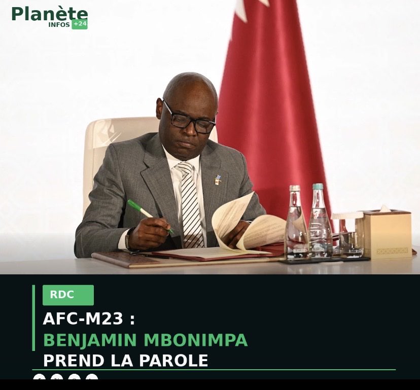 PlaneteInfos243's tweet photo. 🚨🇨🇩 #RDC | « Point Zéro, Minembwe, Kalehe, Masisi, Rutshuru… partout nous sommes attaqués, le monde se tait », affirme Benjamin Mbonimpa, @BenMbonimpa.

Secrétaire permanent et chef de l’Exécutif de l’AFC-M23, Mbonimpa est l’un des responsables politiques et administratifs de cette rébellion. Il dirige notamment le secrétariat permanent du mouvement et a également conduit sa délégation dans les négociations avec le gouvernement congolais.

Dans cette déclaration, il dénonce ce qu’il présente comme des attaques contre les positions de l’AFC-M23 dans plusieurs zones de l’Est de la RDC.

#RDC #AFCM23 #M23 #Kivu @PlaneteInfos243
