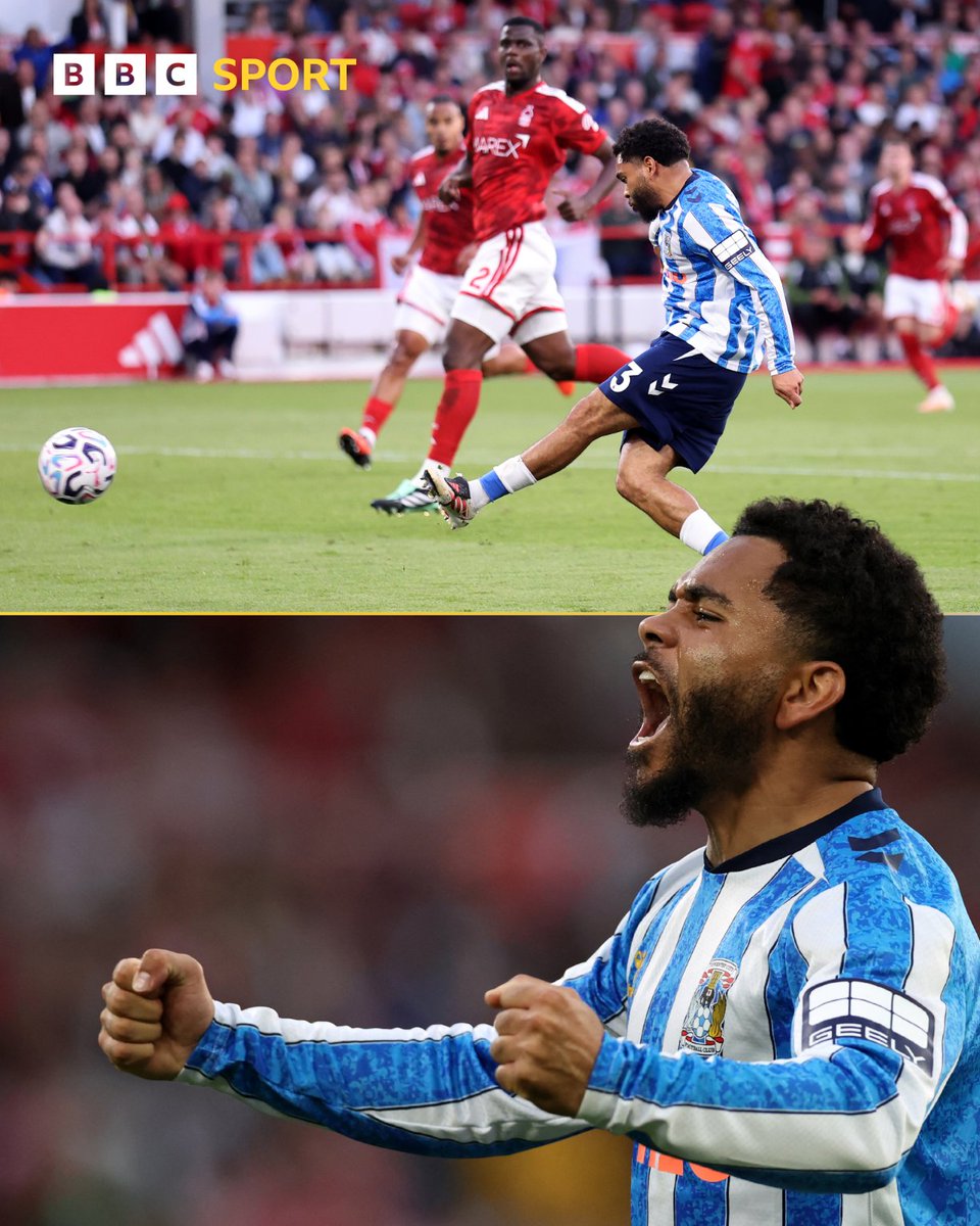 BBCMOTD's tweet photo. Coventry’s first Premier League goal in 25 years!!!

What a time for Jay Dasilva to bag his first goal for the club too ⚽ https://t.co/wDOMEA81FR