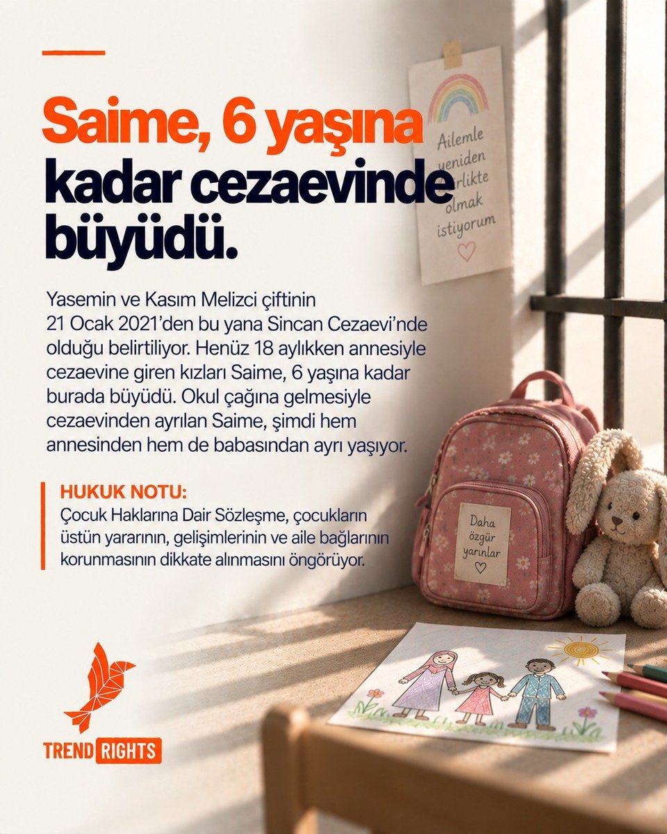 KalemlikKu79230's tweet photo. Yasemin und Kasım Melizci befinden sich Berichten zufolge seit dem 21. Januar 2021 im Gefängnis von Sincan. 

Ihre Tochter Saime, die im Alter von nur 18 Monaten mit ihrer Mutter ins Gefängnis kam, wuchs dort bis zu ihrem sechsten Lebensjahr auf. 

CezaevindeÇocuk Olmak https://t.co/N9A5syn8Et