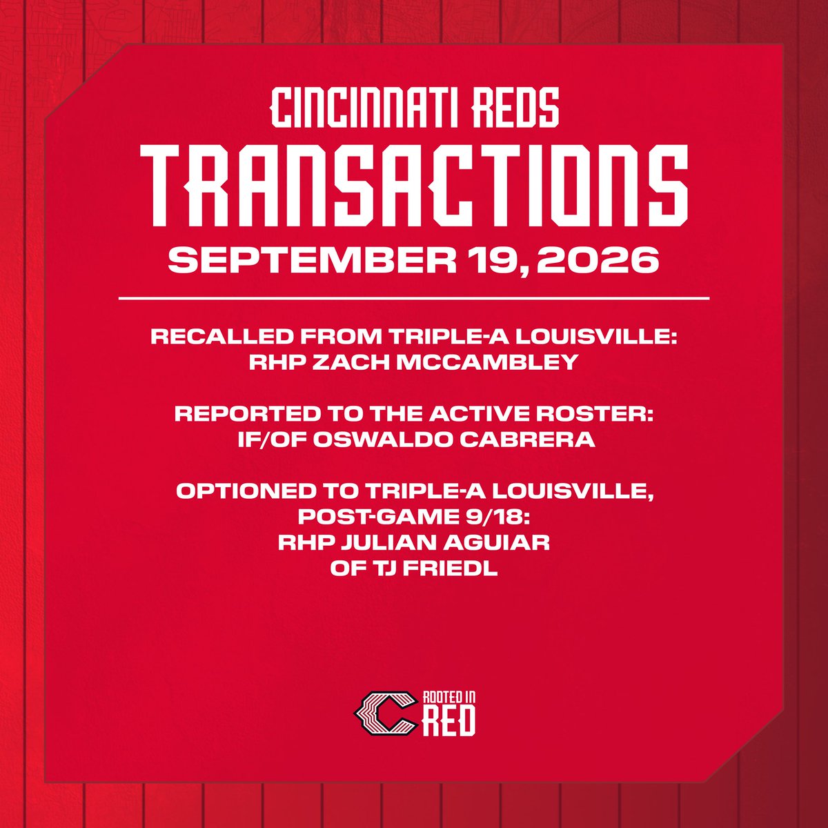 Reds's tweet photo. The #Reds today announced the following transactions: https://t.co/Ptfi9JLQS7