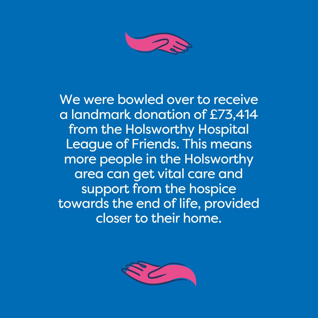 NDevonHospice's tweet photo. An amazing gesture 🩷💙 With the Holsworthy Hospital League of Friends winding down, their final act is an incredible donation to North Devon Hospice. This will leave a legacy of care for local patients and families facing a life-limiting illness in the #Holsworthy area https://t.co/bdxyb95Vnx