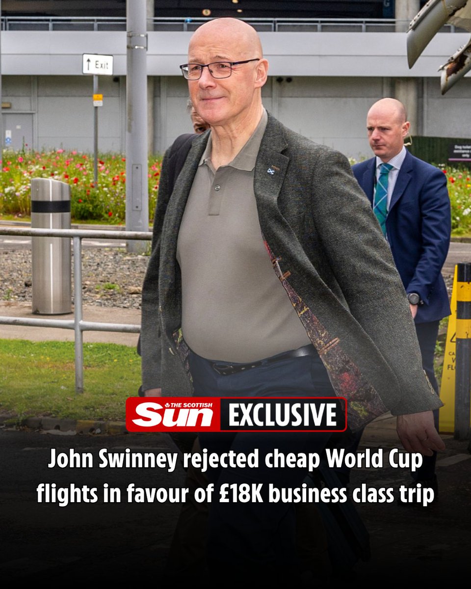 ScottishSun's tweet photo. EXCLUSIVE: John Swinney rejected cheap World Cup flights in favour of £18K business class trip
https://t.co/7PEo2P89PQ https://t.co/Xs72mznIcr