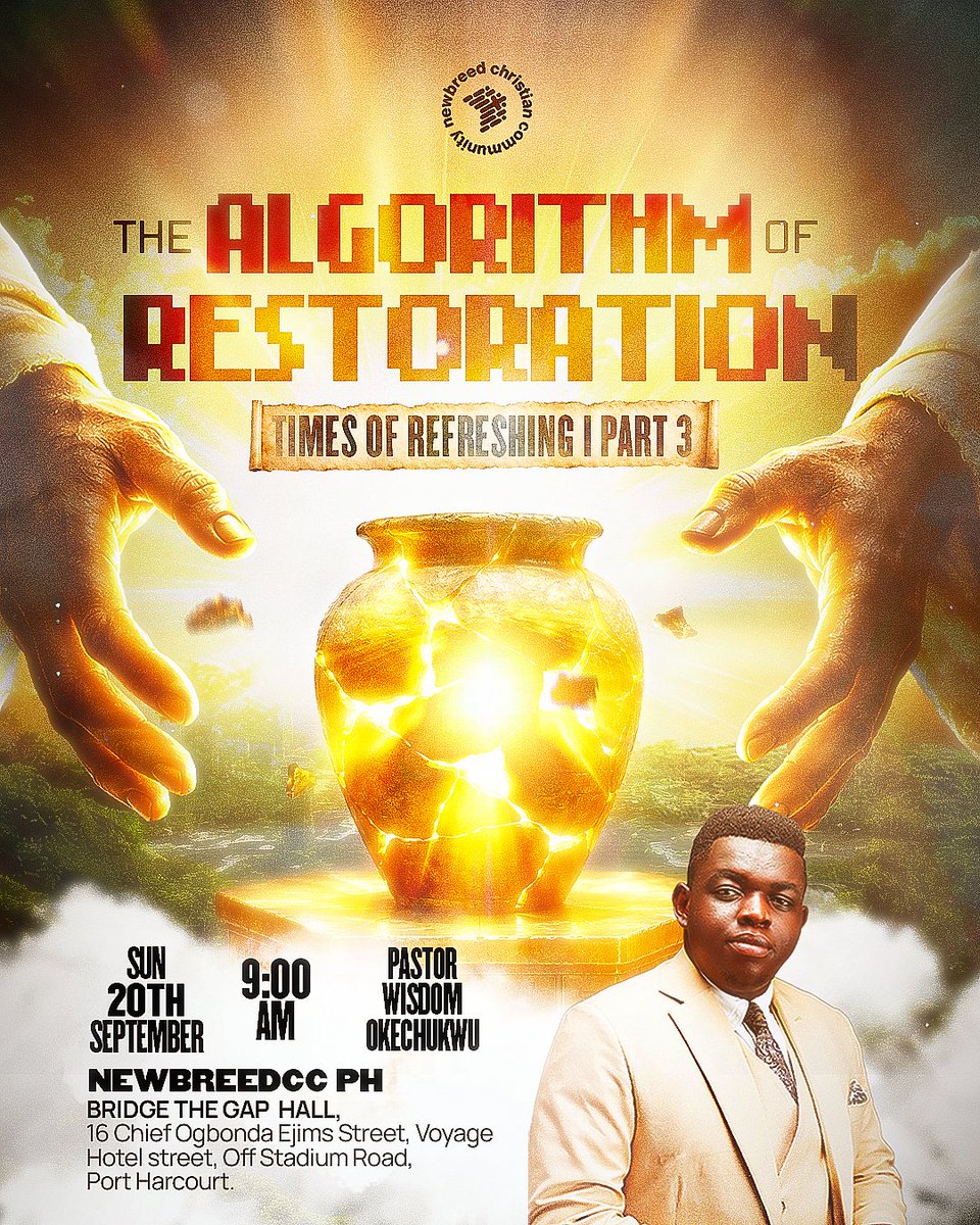 newbreedccng's tweet photo. @sir_davoh @ernie_olisama @iamekenechris @Efuru_Okoroafor @WisdmOkechukwu @momodu_victor @famous_alele @Toluwani_abe @Uwanatotheworld Come ready to learn, receive, and be refreshed in His presence❤️🔥
Join us at any of our branches in Abuja, Lagos or Port Harcourt!...Don’t miss this one! 🔥
#TimesOfRefreshing #AlgorithmOfRestoration #NewbreedCC #SundayService #NewbreedGlobal https://t.co/nWkY5sR5V3