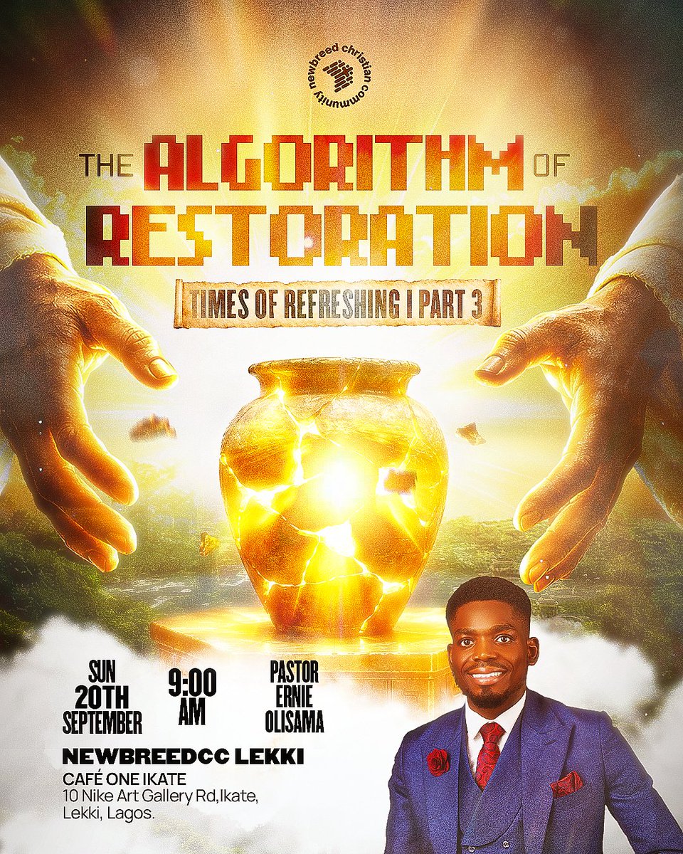 newbreedccng's tweet photo. @sir_davoh @ernie_olisama @iamekenechris @Efuru_Okoroafor @WisdmOkechukwu @momodu_victor @famous_alele @Toluwani_abe @Uwanatotheworld Come ready to learn, receive, and be refreshed in His presence❤️🔥
Join us at any of our branches in Abuja, Lagos or Port Harcourt!...Don’t miss this one! 🔥
#TimesOfRefreshing #AlgorithmOfRestoration #NewbreedCC #SundayService #NewbreedGlobal https://t.co/nWkY5sR5V3