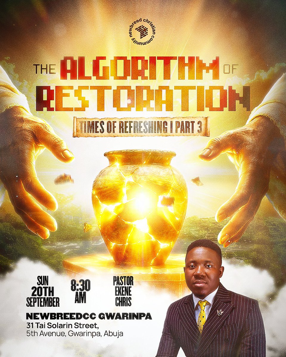 newbreedccng's tweet photo. @sir_davoh @ernie_olisama @iamekenechris @Efuru_Okoroafor @WisdmOkechukwu @momodu_victor @famous_alele @Toluwani_abe @Uwanatotheworld Come ready to learn, receive, and be refreshed in His presence❤️🔥
Join us at any of our branches in Abuja, Lagos or Port Harcourt!...Don’t miss this one! 🔥
#TimesOfRefreshing #AlgorithmOfRestoration #NewbreedCC #SundayService #NewbreedGlobal https://t.co/nWkY5sR5V3
