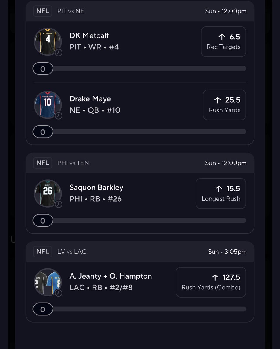 BricePicks's tweet photo. SUNDAY NFL 10X BANGER 🏈🔥

4 LEGS. ALL OVERS. ALL VALUE.

DK METCALF 6.5 TARGETS ⬆️

DRAKE MAYE 25.5 RUSH YARDS ⬆️

SAQUON BARKLEY 15.5 LONGEST RUSH ⬆️

JEANTY + HAMPTON 127.5 RUSH YARDS ⬆️

LINES ARE ALREADY MOVING 👀

LET’S MAKE SUNDAY GREEN 💰 https://t.co/3C8NsdDVLI