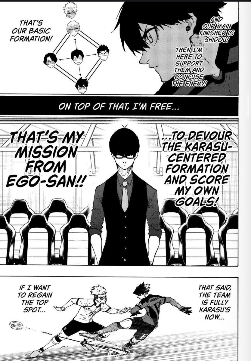 getsugafact's tweet photo. @Streplic @superglitchy3 Because the 2 players' statuses and situations aren't the same

Karasu's system gives Isagi the freedom to devour him and is designed to let others shine, which immediately shifts the burden of responsibility

1/2 https://t.co/sW85RNUQbp